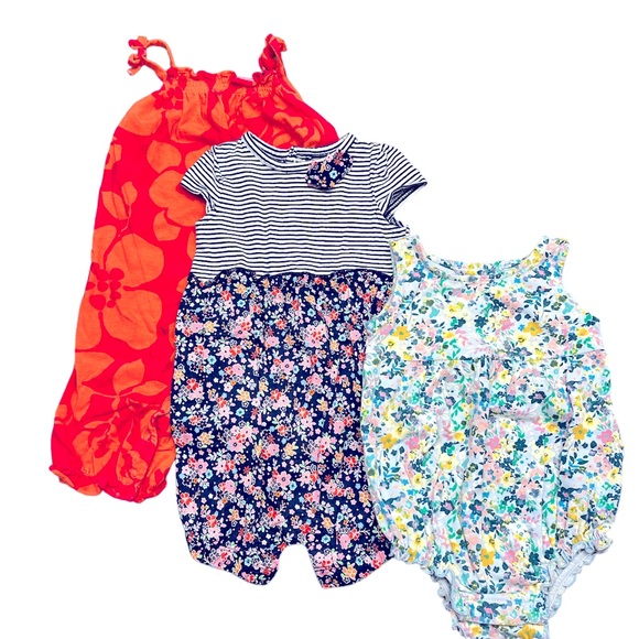Bundle and save 9 piece lot 3 - 6 months girls shorts, rompers, swimsuits - Picture 2 of 5